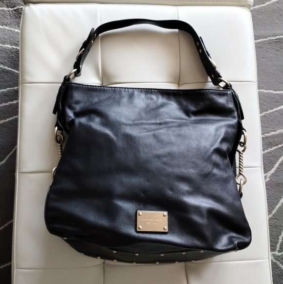 Michael Kors Black Leather Studded Hobo/Shoulder Bag with Dust Bag - Picture 14 of 16